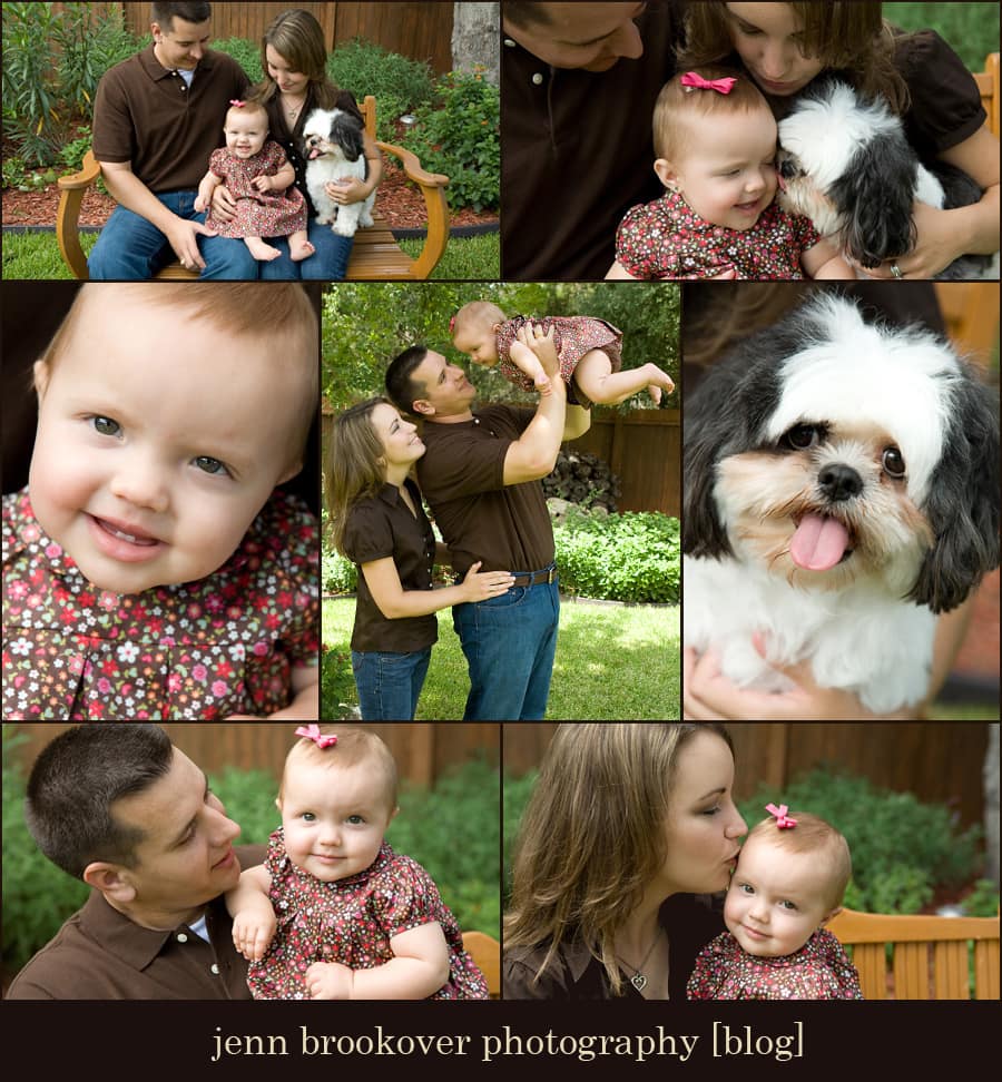 A family collage capturing priceless moments with their beloved dog, showcased through the lens of Jenn Brookover Photography.