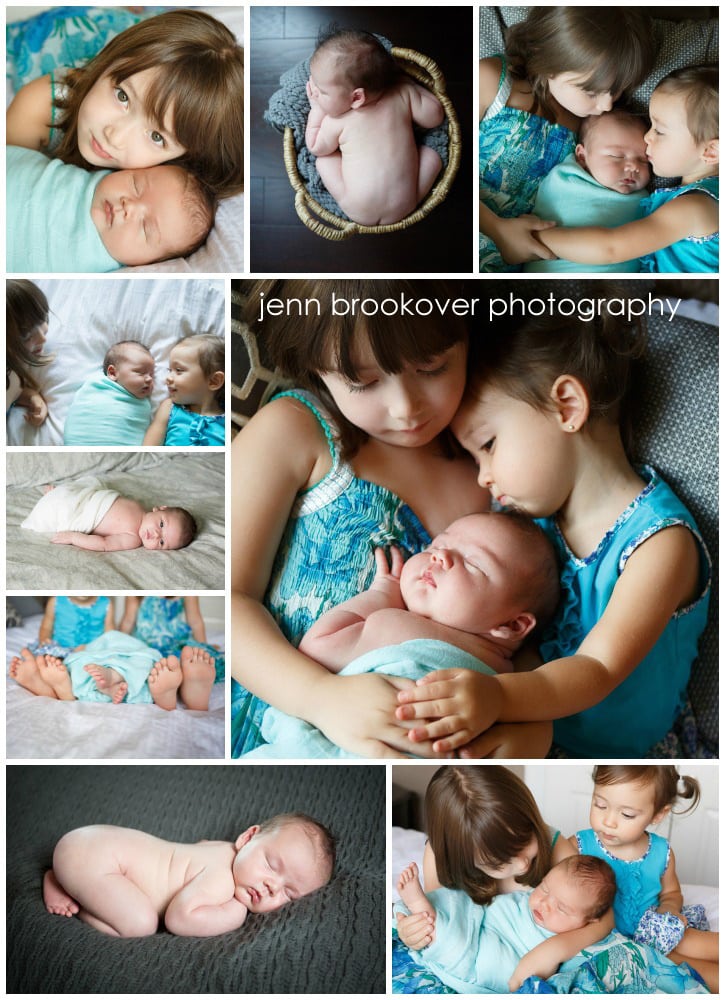 A collage of photos featuring newborns and toddlers captured by Jenn Brookover Photography.