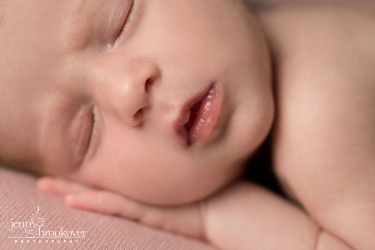 newborn photography at home in San Antonio, Texas, macro of baby face