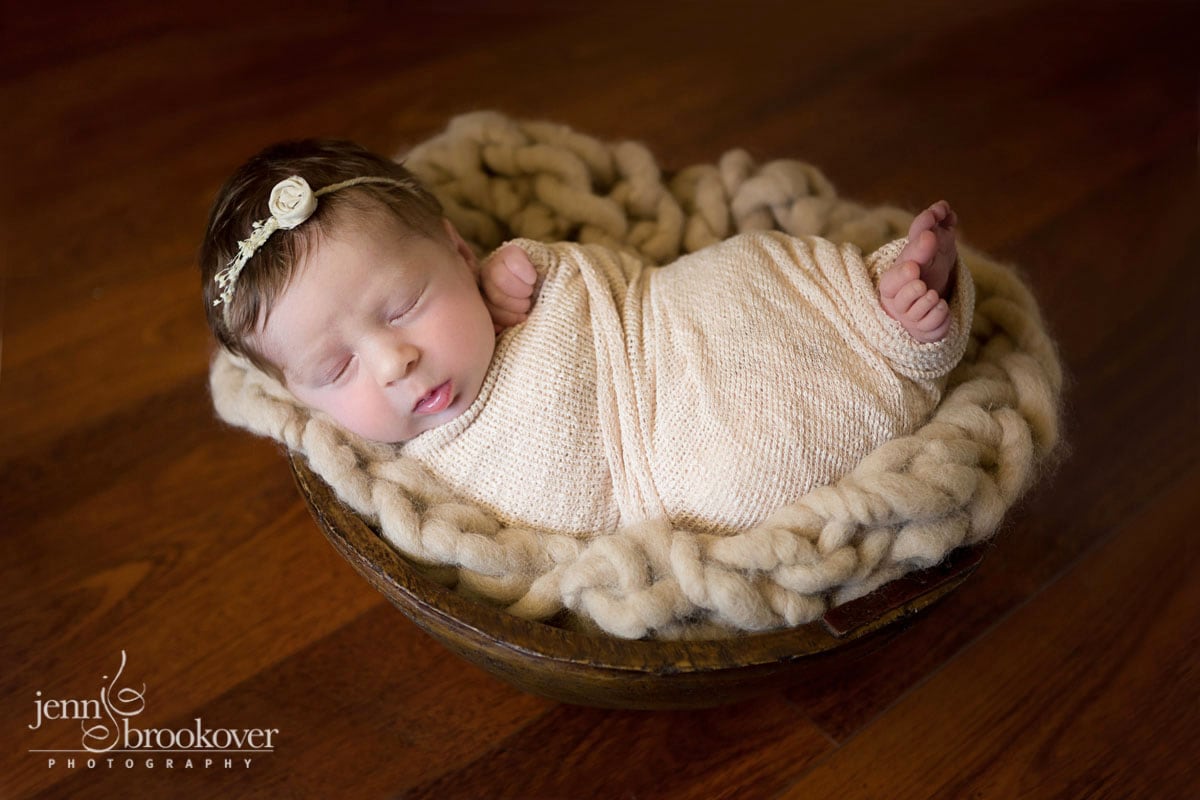 newborn photography at home in San Antonio, Texas, newborn in bowl